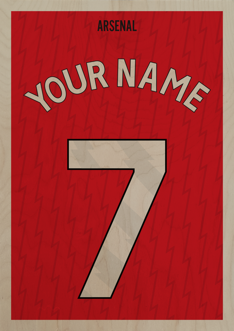 Personalised Football Shirt A1 Digital Printed on Wood (Size: 594 x 841mm)