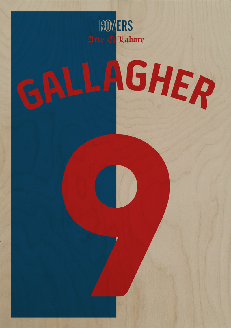 Blackburn Rovers Personalised Football Shirt A2 Digital Printed on Wood (420 x 594mm)