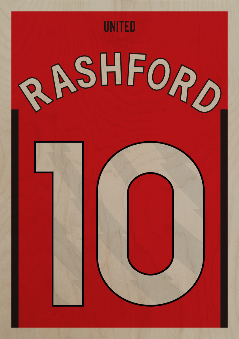 Personalised Football Shirt A1 Digital Printed on Wood (Size: 594 x 841mm)