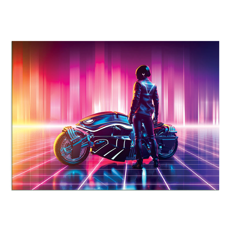 Retrowave Biker (Horizonal) - Printed Acrylic Wall Art Poster