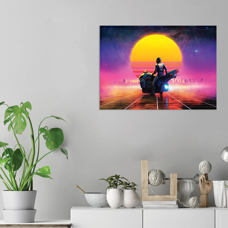 Retrowaver Sun on the Bike - Printed Acrylic Wall Art Poster
