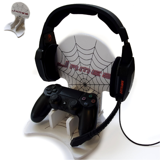 Personalised Gaming Bundle Controller Headset Stand, Gamer Holder, PlayStation Gift, Game Gift Present Holder Headphone Stand - Spiderman