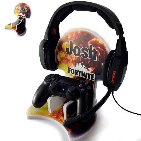 Personalised Gaming Bundle Controller Headset Stand, Gamer Holder, Xbox Gift, Game Gift Present Holder Headphone Stand - Fortnite
